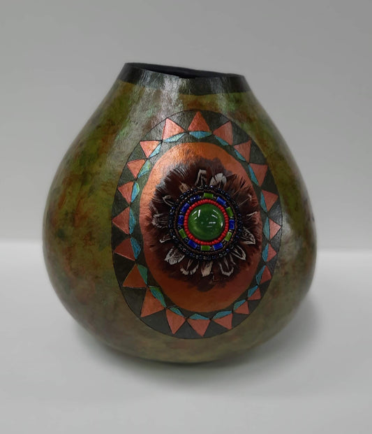 Cabochon and Feathers Gourd - Nanita Pittington