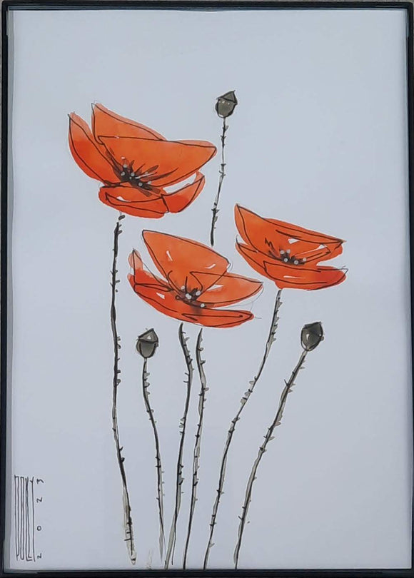 Poppies (5x7) - Polly Burge
