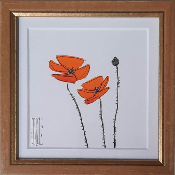 Poppies (framed) - Polly Burge
