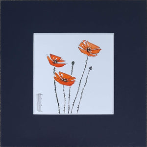 Poppies (matted in blue) - Polly Burge