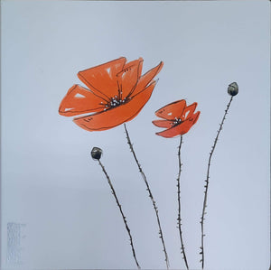 Poppies on watercolor block - Polly Burge