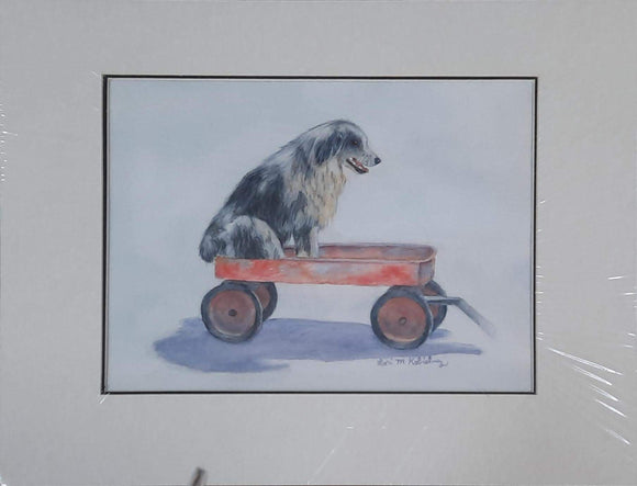 Puppy in Red Wagon - Lori Kobielusz