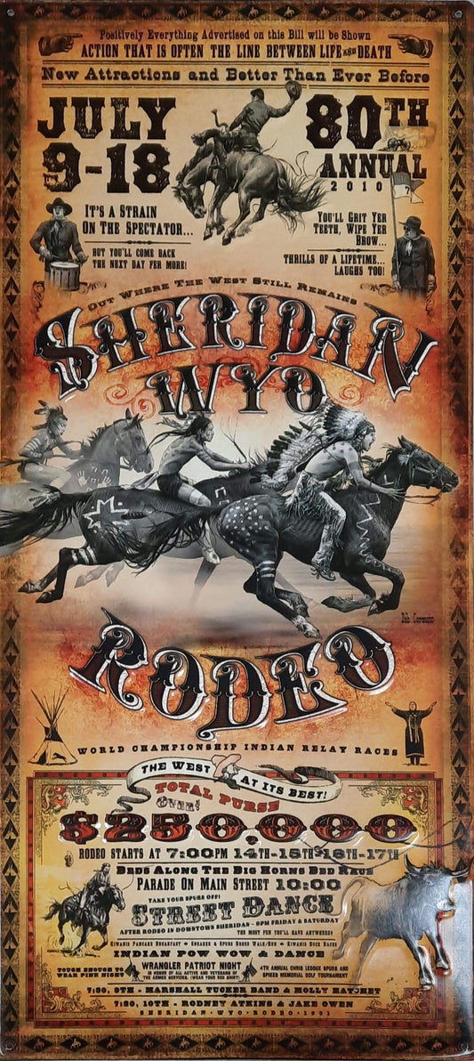 Sheridan WY Retro Rodeo Metal Poster - Expressions Art Gallery & Framing LLC