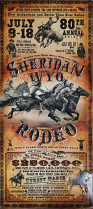 Sheridan WY Retro Rodeo Metal Poster - Expressions Art Gallery & Framing LLC