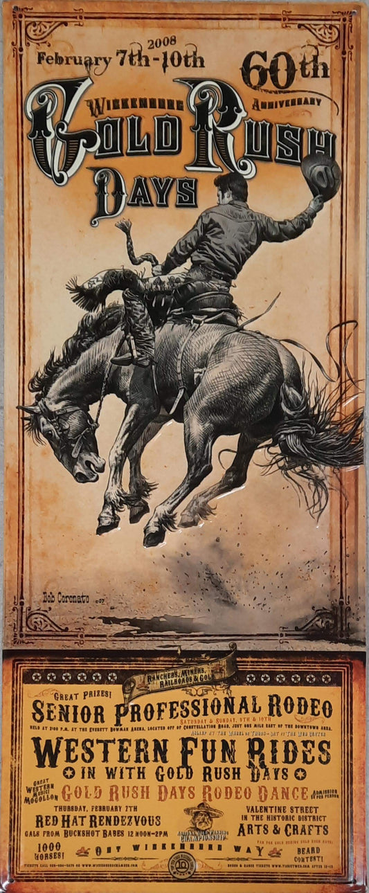 Wickenburg Retro Rodeo Metal Poster - Expressions Art Gallery & Framing LLC